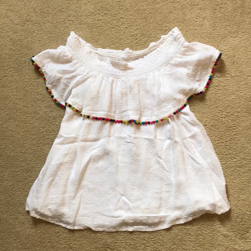 White beaded off the shoulder top